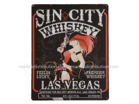 Enseigne Sin City Whiskey en métal Las Vegas